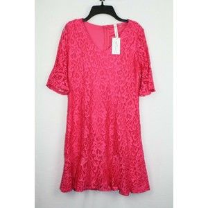 NY Collections Women's Lace Short Sleeve Dress Size Petite XS Color Pink